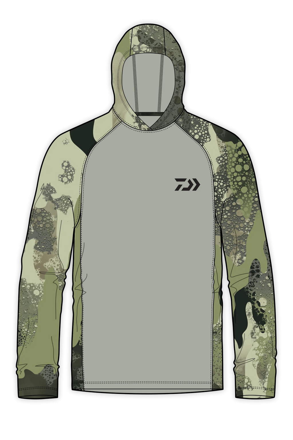 D-Vec Grey With Woods Camo Logo Ls Hd Sunshirt
